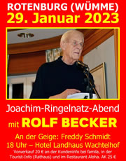 Mistböcke und Mistbienen unterstützen den Joachim-Ringelnatz-Abend mit Rolf Becker am 29. Januar 2023 in Rotenburg (Wümme) im Hotel Landhaus Wachtelhof
